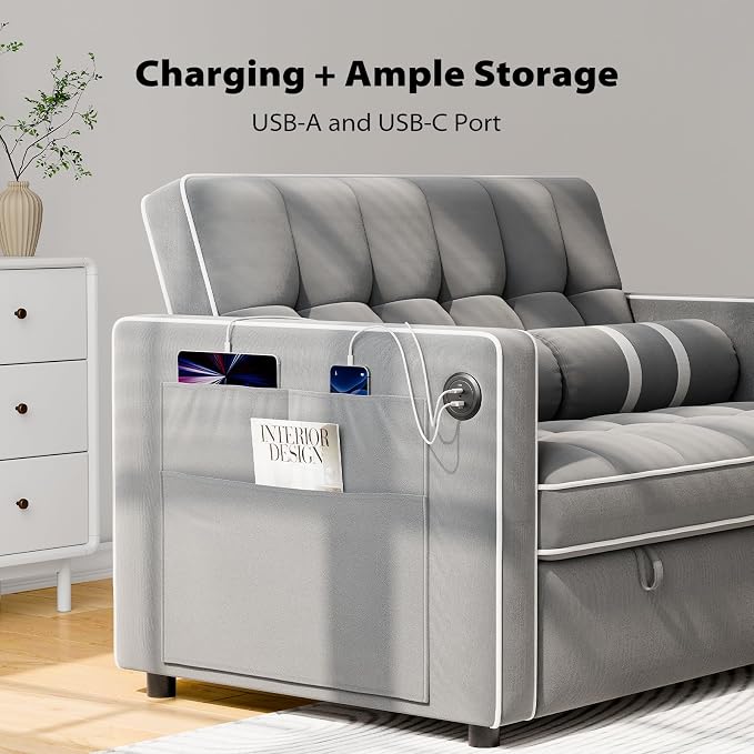 Pipishell 3 in 1 Convertible Sleeper Sofa Bed, Pull Out Couch - Image 2