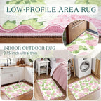 Front Door Mat Outside Entrance, 2x3 Pink White Floral Entryway Rug | Non-Slip - Image 6