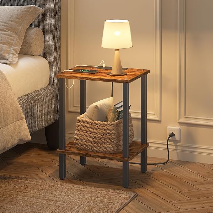 TUTOTAK End Table with Charging Station, Side Table with USB Ports and Outlets - Image 7