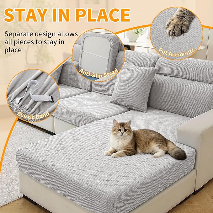 XINEAGE Large Couch Cushion Covers Seat Cushion Cover Thick Stretch Sofa - Image 5