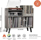 Record Player Stand, Large Record Player Table Cabinet - Image 2