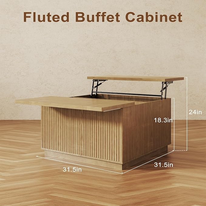 2-Piece Fluted Living Room Set Includes 31.5" Fluted Lift Top Coffee Table - Image 3