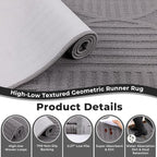 Findosom Washable Runner Rug 2x8, Geometric High-Low Textured Non Slip Hallway - Image 5
