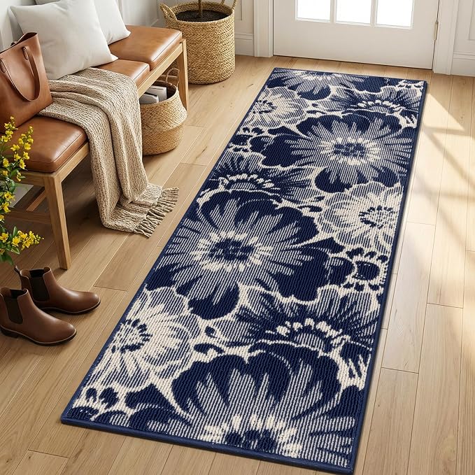Findosom Hallway Runner Rug 2x6, Non Slip High-Low Textured Floral Washable - Image 7