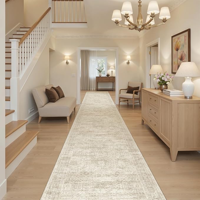 Soalmost Hallway Runner Rug 2'6" x 14' Washable Long Kitchen Rugs Beige | - Image 9