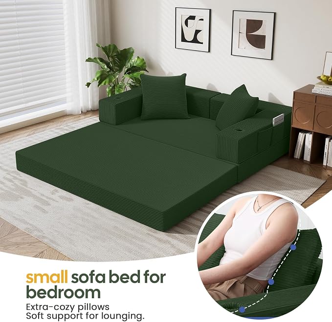 COMAX Futon Sofa Bed, 4‑in‑1 Convertible Sofa Bed, Folding Boneless Couches - Image 5