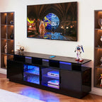 70 Inch Black TV Stand for Living Room, LED Entertainment Center for Gaming - Image 7