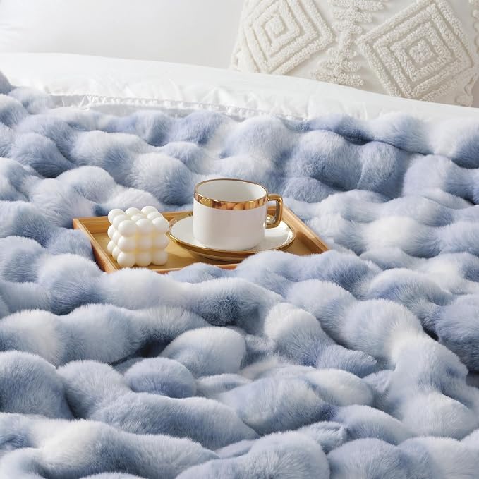 Luxury 1000GSM Rabbit Faux Fur Blanket, Super Heavy Warm Cozy Brown Blankets - Image 5