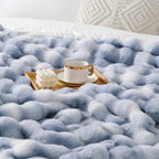 Luxury 1000GSM Faux Rabbit Fur Throw Blanket, Super Heavy Warm Cozy Grey - Image 8