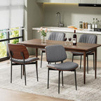 REONEY Dining Chairs Set of 8, Mid-Century Modern Upholstered PU Leather Chairs - Image 5
