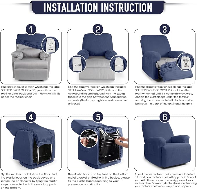 TAOCOCO Oversized Recliner Chair Covers, 1 Seater Streach Recliner Covers Soft - Image 6