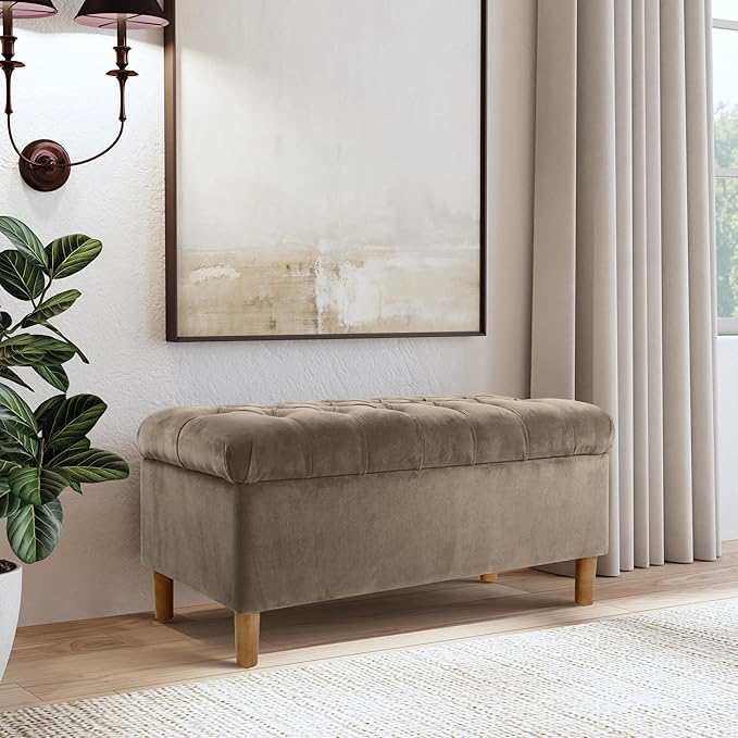 Homepop Home Decor | Tufted Ainsley Button Storage Ottoman Bench - Image 4