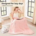 L'AGRATY Chunky Knit Throw Blanket - Image 2