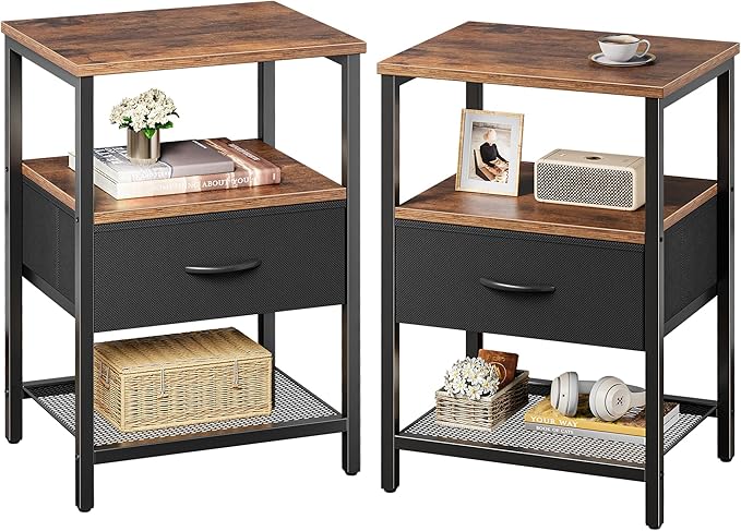 Huuger Nightstand Set of 2, Night Stand by Huuger