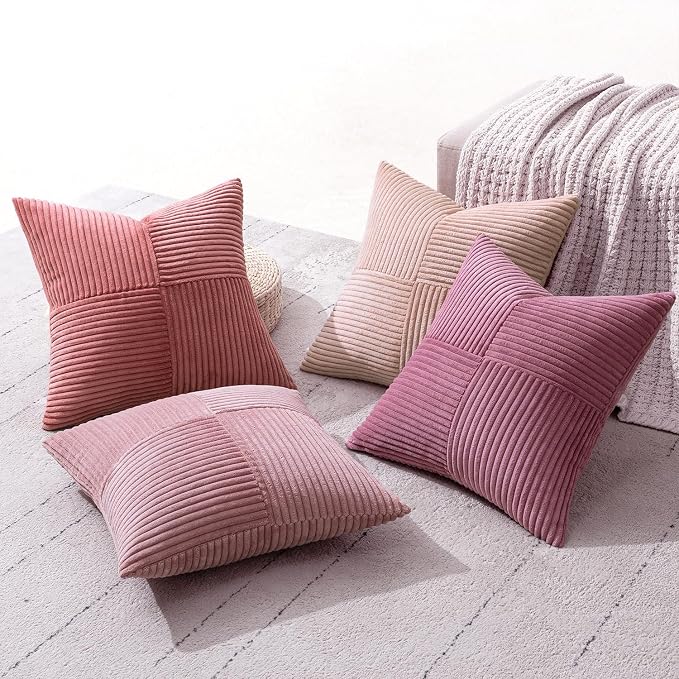 MIULEE Aesthetic Pink Throw Pillow Covers 18x18 Inch Set of 4 Spring Decorative - Image 3