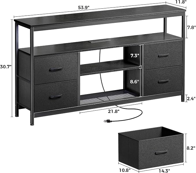 Huuger TV Stand Dresser with Power Outlets and LED Lights, 4 Drawers - Image 7