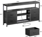 Huuger TV Stand Dresser with Power Outlets and LED Lights, 4 Drawers - Image 7