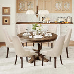 COLAMY Fabric Side Dining Chairs Set of 6, Wingback Upholstered Dining Room - Image 3