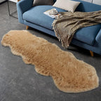duduta Beige Faux Sheepskin Runner Rugs 2x6 ft, Fluffy Fur Couch Covers | Shag - Image 7