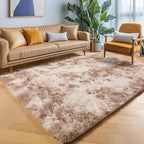 Rugs for Living Room Bedroom, Tie-Dyed Beige 5x8 Fluffy Bedside Area Rug - Image 5