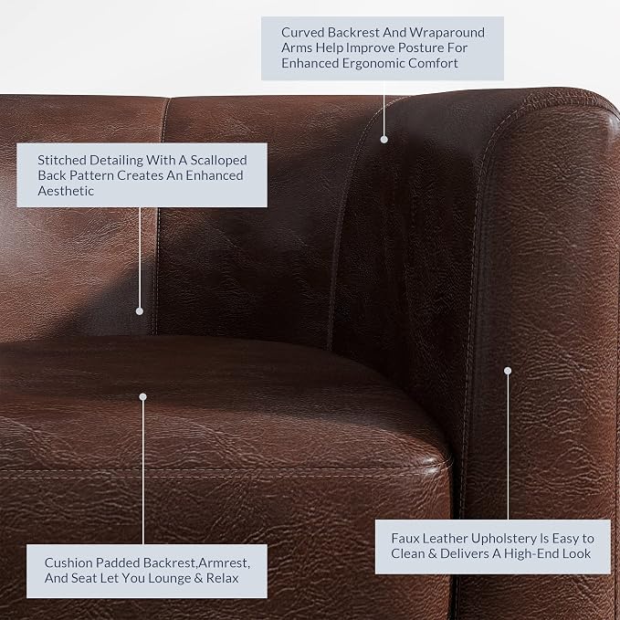 BELLEZE Accent Barrel Chair, Club Tub Sofa Corner Chair - Image 4