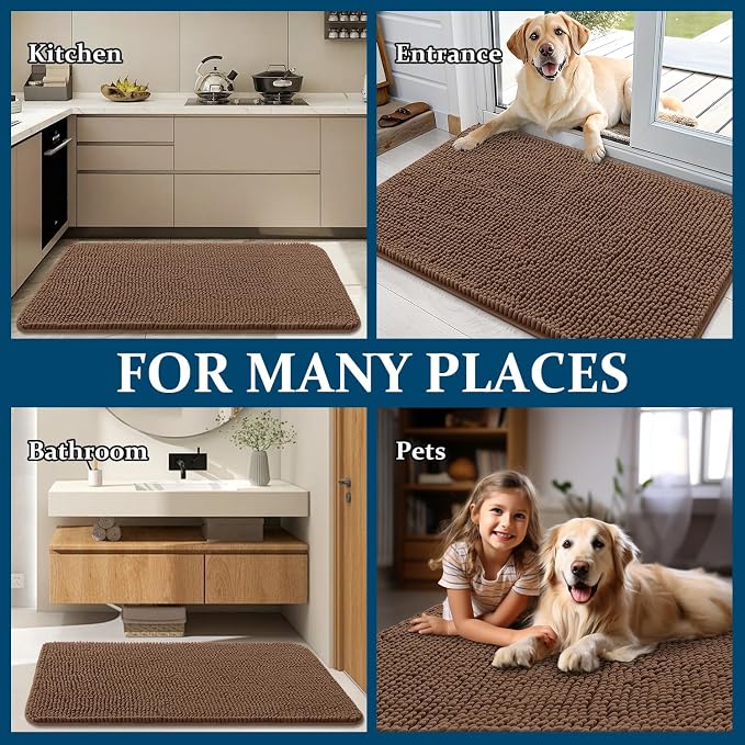 OLANLY Dog Door Mat for Muddy Paws 47x24, Super Absorbent Chenille Mud Mat | - Image 8