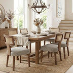 HNY Mid Century Modern Rattan Dining Chairs Set of 6, Farmhouse PU Leather by HNY
