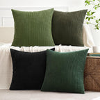 MIULEE Soft Corduroy Decorative Throw Pillow Covers Neutral Green 18x18 | Set - Image 4