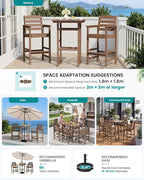 SERWALL Balcony Adirondack Chairs and Table 3 Pieces Set, Adirondack Bar Height - Image 8