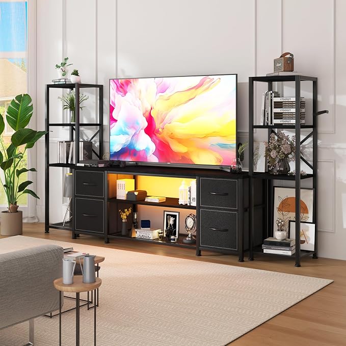 Yenlure LED TV Stand Bookshelf Combo - Image 8