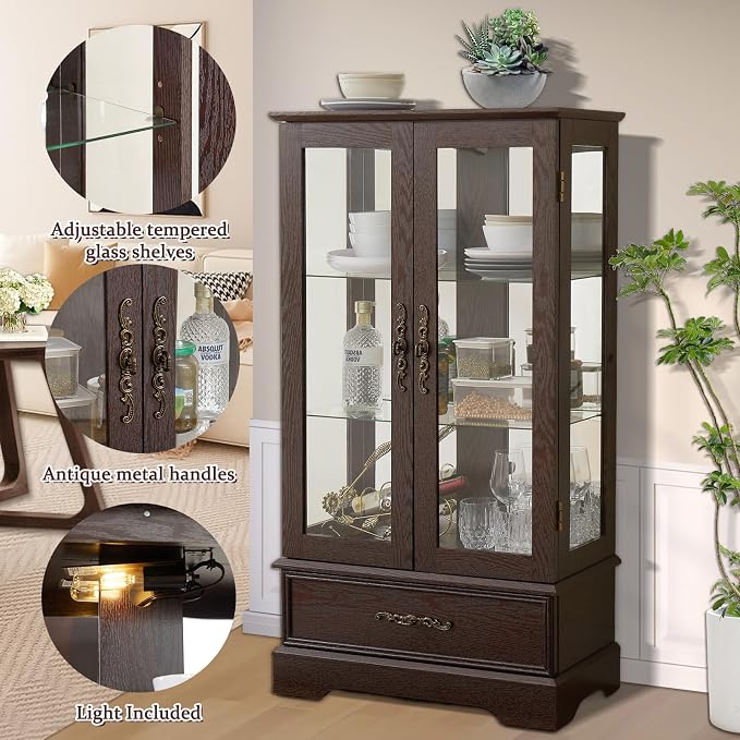 Lighted Glass Cabinet, Curio Display Cabinet - Image 3