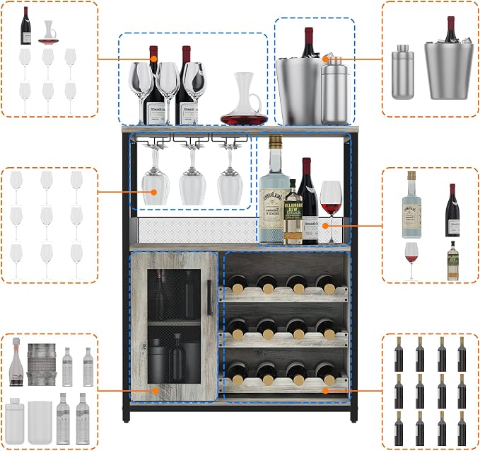 Takywep Wine Bar Cabinet, Coffee Bar Cabinet - Image 7