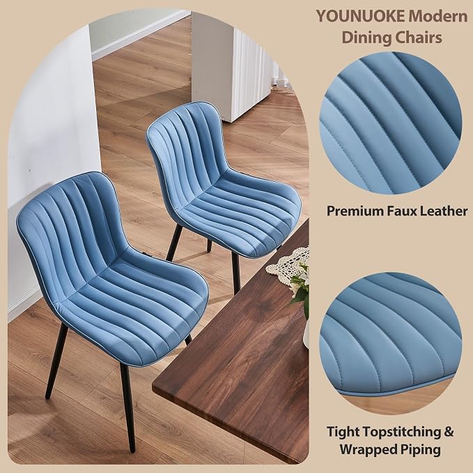 YOUNUOKE Mid-Century Modern Dining Chairs Set of 2, Armless Accent Chair - Image 5
