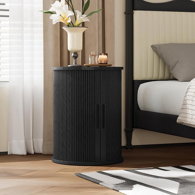 LINSY HOME Round Fluted End Table, Tall Side Table - Image 4