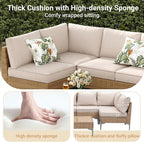 Jing's Villa 7-Piece Outdoor Patio Furniture Set, Ratten Conversation Sectional - Image 2