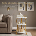 Vintage Small Round Side Table, 3-Tier Slim Waist Circular End Table - Image 7