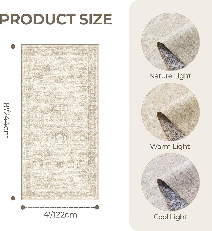4x8 Rug Non Slip, Washable Hallway Runner Rug, Nursery Room, Soft Runner Rug - Image 2