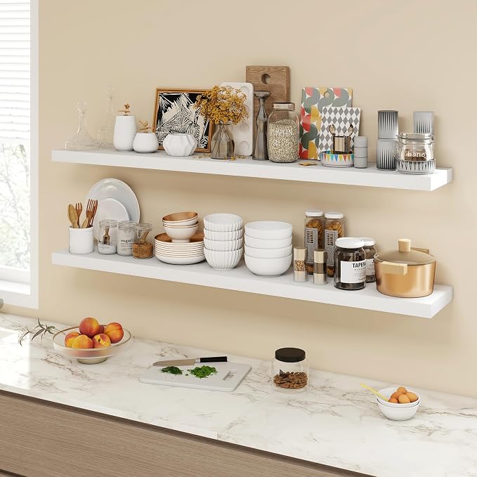 Acovy 55 Inch Floating Shelves, 9.3" Deep Floating Shelf Wall Mounted, Rustic - Image 2