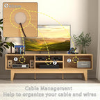 Boho TV Stand for 55 65 Inch TV, Rattan Entertainment Center - Image 3
