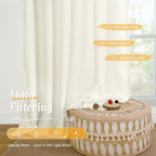 Light Filtering Cream Linen Blended Curtains 63 Inch - Image 4