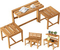 Tangkula 3-in-1 Convertible Bench Picnic Table, Space-Saving Patio Convert A by TANGKULA