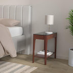 Leick Home 11105 Obsidian Glass Top Narrow Side Table - Image 2