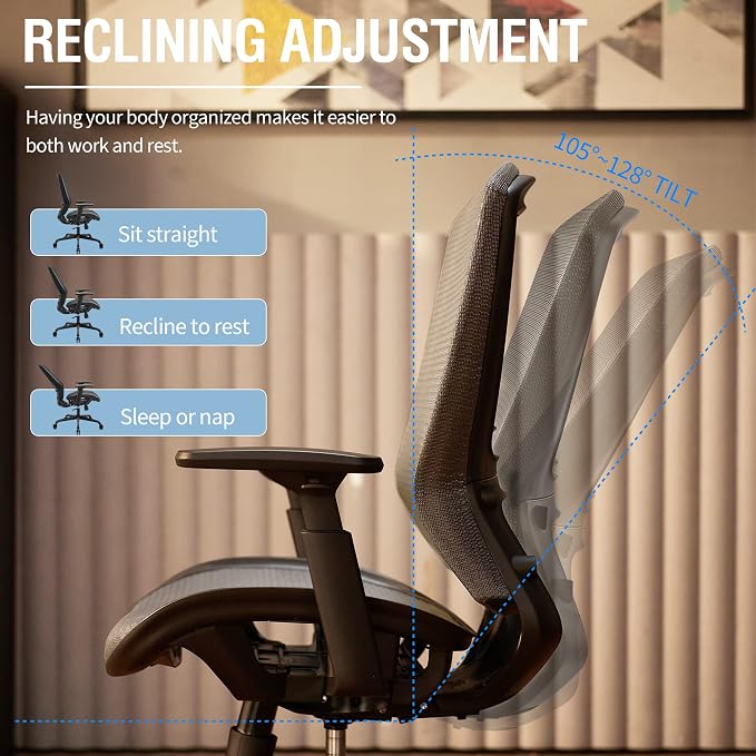 ELABEST T96 Mesh Office Chair, Ergonomic Computer Desk Chair, Sturdy Task - Image 8