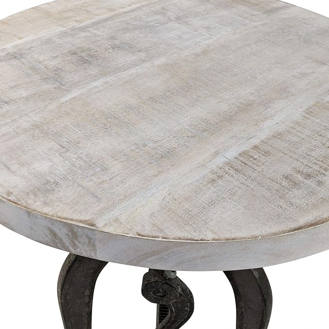 Carolina Chair & Table Adjustable Hand Crank 18" Wooden Top Rustic Side Table - Image 8