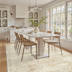 Soalmost 5x7 Area Rugs Beige/Ivory Washable Trendy Faded Style Floral Rugs | - Image 8