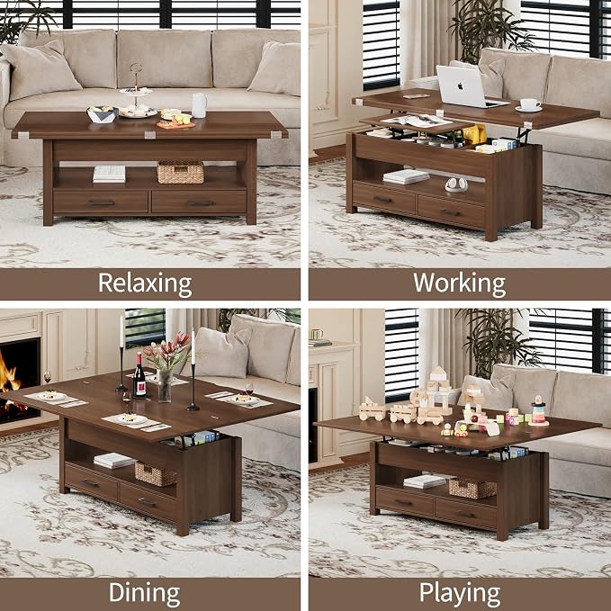 Garvee 40" Coffee Table Lift Top, Converts to Dining Table - Image 4