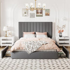 Allewie Full Size Storage Bed Frame, Vertical Channel Tufted Adjustable - Image 3