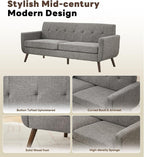 Tbfit 77.2" W Linen Sofa Couch, Mid Century Modern Decor Loveseat Couches - Image 8