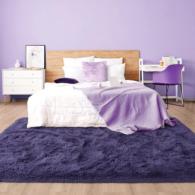 6x9 Large Taro Purple Fluffy Soft Area Rug Non-Slip - Image 3