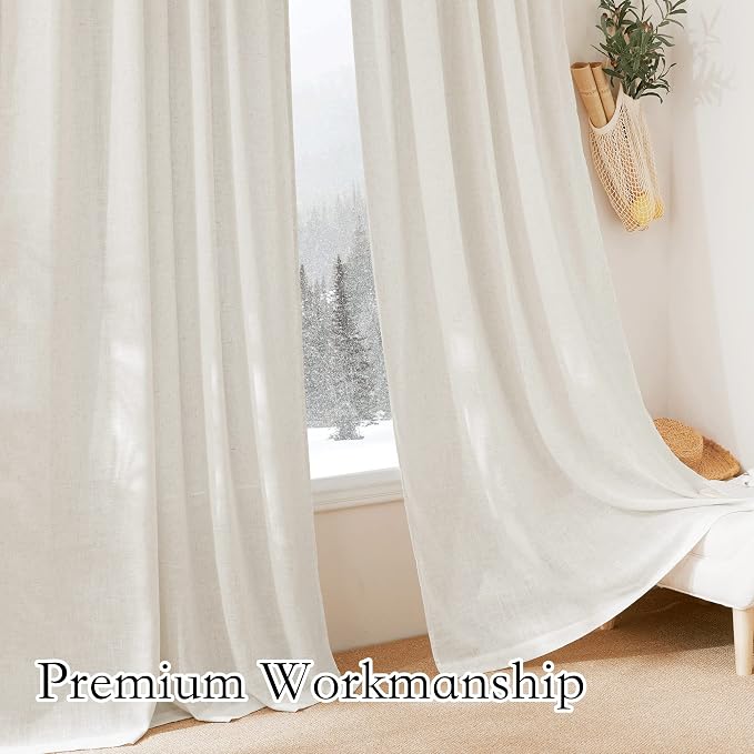 RYB HOME Linen Semi Sheer Curtains 63 inch Length - Image 6
